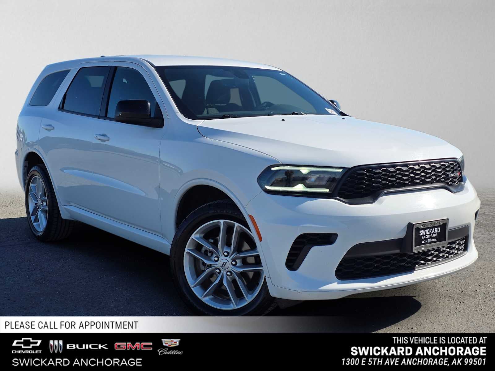 2025 Dodge Durango GT in White Knuckle C — front three-quarter view