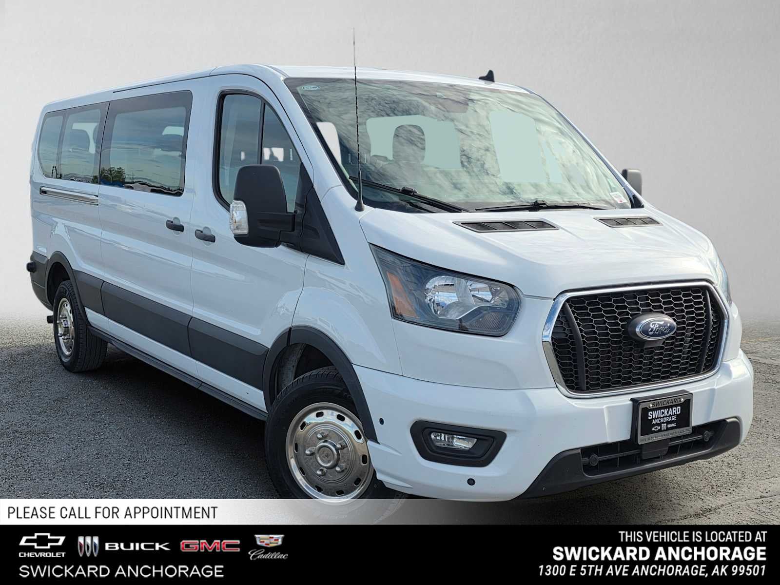 2024 Ford Transit Passenger Wagon XL in Oxford White — front three-quarter view