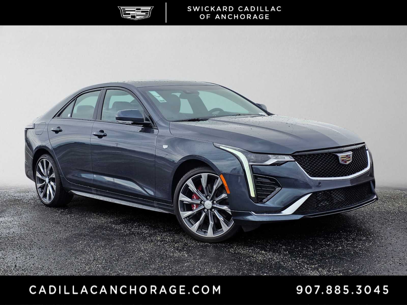 2025 Cadillac CT4 Sport in Deep Space Metallic — front three-quarter view