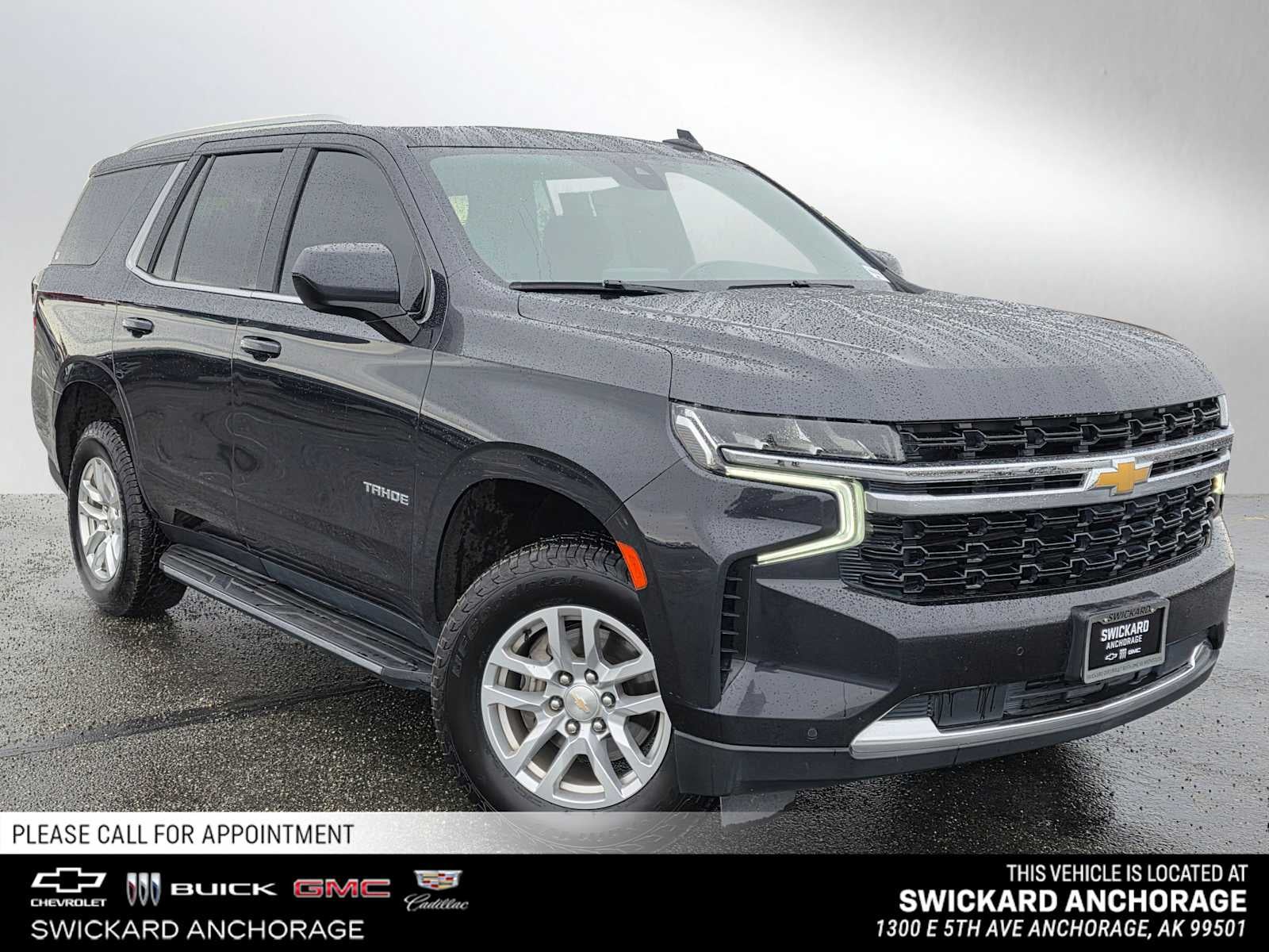 2022 Chevrolet Tahoe LS in Dark Ash Metallic — front three-quarter view